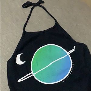 Black Saturn Halter Top
